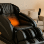 Fauteuil massant chauffant dans un intérieur épuré et lumineux