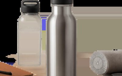 Une bouteille 1 litre premium mise en scène dans un univers moderne et sobre. L’image évoque l’usage quotidien au bureau, à la maison ou en déplacement.