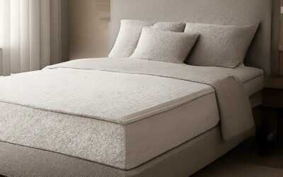Illustration d’un matelas ferme premium mis en scène dans une chambre moderne et apaisante. L’image évoque le maintien du dos, le confort nocturne et une meilleure qualité de sommeil.