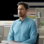 Une scène apaisante illustrant une pause de respiration consciente dans un environnement moderne. L’image évoque la récupération active, la réduction du stress et le retour à la clarté mentale.